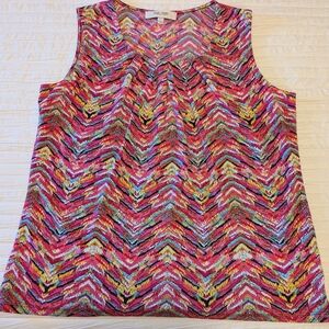 Jones Studio Pink and Red Sleeveless Boxy Blouse